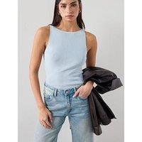 Mango Fine-Knit Sleeveless Top - Blue