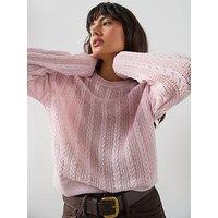 Mango Openwork Knit Sweater - Light Purple