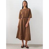 Mango Lyocell Dress With Belt - Brown