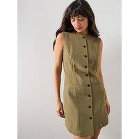 Mango Short Buttoned Dress - Green