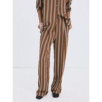 Mango Pleated Striped Trousers - Brown