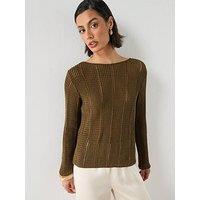 Mango Knitted Ribbed Sweater - Green