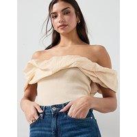 Mango Strapless Knitted Top - Beige