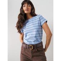 Mango Striped Cotton T-Shirt - Blue