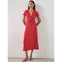 Mango Printed Midi Dress - Red