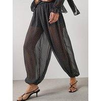 Mango Polka Dot Baggy Trousers - Black