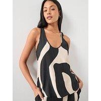 Mango Printed Crop Top - Black