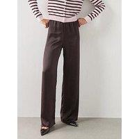 Mango Satin Straight-Fit Trousers - Brown
