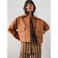 Mango Cotton Jacket With Pockets - Brown