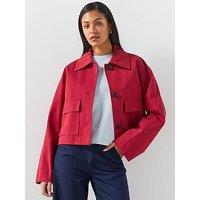 Mango Cotton Jacket With Pockets - Red
