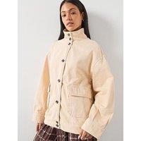 Mango Denim Parka With Stand-Up Collar - Cream