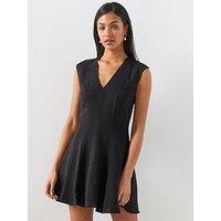 Mango Flounce Dress With V-Neck - Black