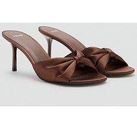 Mango Satin-Finish Sandals With Bow - Brown