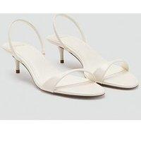 Mango Kitten-Heel Sandals With Strap - Ecru
