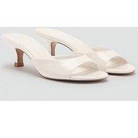 Mango Pointed Kitten Heel Sandals - Ecru