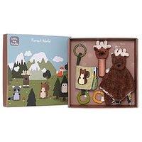 Little Big Friends Baby Gift Set - Comforter, Squeaker And Baby Book- Forest