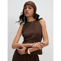 River Island Halter Neck Denim Top - Brown