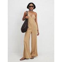River Island Eddy Easy Chuck On Jumpsuit - Beige