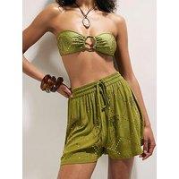 River Island Palm Hotfix Co-Ord Shorts - Green