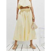 River Island Poplin Bubble Hem Co-Ord Skirt - Yellow