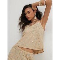 River Island Hotfix Co-Ord Cami - Cream