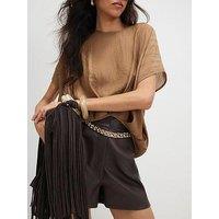 River Island Textured Tuck Hem Top - Beige
