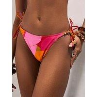 River Island Leaf Print Bikini Brief - Pink