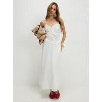 River Island Patchwork Lace Midi Dress - Cream