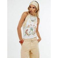 River Island Short All Over Beaded Tank - White
