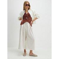 River Island Stripe Tie Detail Culotte - Cream