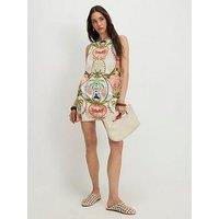 River Island Palm Print Shift Dress - Blue