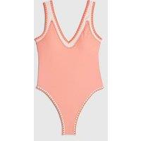 River Island Whipstitch Plunge Swimsuit - Orange