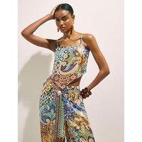 River Island Del Mar Assym Hanky Printco-Ord Top - Blue