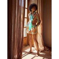 River Island Del Mar Belted Emb Cutwork Co-Ord Short - Green