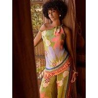 River Island Del Mar Asym Placed Print Co-Ord Top - Green
