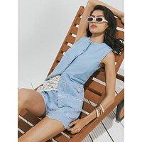 River Island Belle Cutwork Elastic Co-Ord Shorts - Blue
