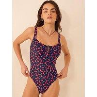 Accessorize Cherry Print Front Tie Swimsuit