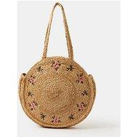 Accessorize Floral Embroidered Round Beach Bag