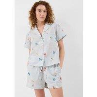 Accessorize Embroidered Stripe Short Pyjamas Set