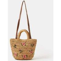 Accessorize Floral Embroidered Raffia Bag