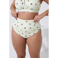 Yours Curve Gingham Fruit Print Bikini Bottom