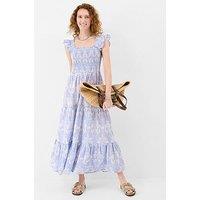 Accessorize Feather Print Frill Midi Dress