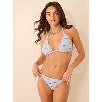 Accessorize Fish Embroidered Triangle Bikini Top