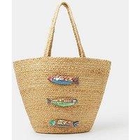 Accessorize Beaded Fish Woven Basket Bag