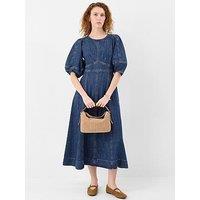 Accessorize Puff Sleeve Denim Midi Dress