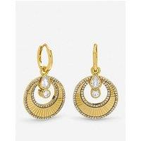 Inicio Two Tone And Crystal Disk Huggie Earrings - Gift Pouch