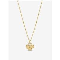 Inicio Gold Plated And Crystal Clover Pendant - Gift Pouch