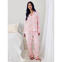 Chelsea Peers Linen-Blend Cocktail Leopard Geo Print Long Pyjama Set