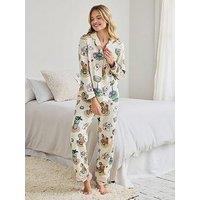 Chelsea Peers Organic Cotton Cocktails & Cards Print Long Pyjama Set