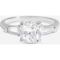 Inicio Sterling Silver Plated Cubic Zirconia Trilogy Engagement Ring - Gift Pouch